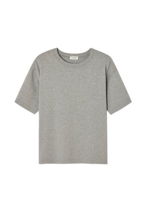 Grijze T-shirt met korte mouwen, gemaakt van zachte katoen, met een ronde hals en een ontspannen pasvorm zonder opvallende patronen of accenten.