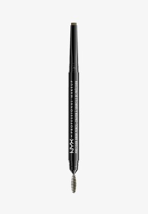 NYX Precision Brow Pencil, sort krop, slankt design, med en fin brun spids og spoolie-børste i den ene ende til pleje af øjenbryn.