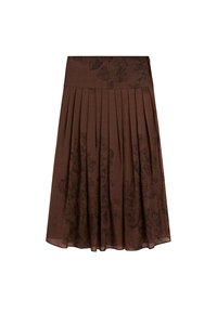 Massimo Dutti FLARED FLORAL PRINT MIDI - Veckad kjol - mottled dark brown