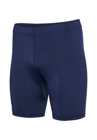 Marinblå badshorts i ett mjukt, stretchigt material. Har en figurnära design, platta sömmar och en längd till mitten av låret för ökad rörelsefrihet.