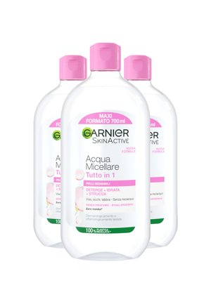 ACQUA MICELLARE 700 ML MAXI FORMATO MICELLARE, ACQUA MICELLARE PER PELLI SENSIBILI MAXI FORMATO DA 700ML: STRUCCA, DETERGE E IDRATA, 700 ML - 3 PACK - Detergente - trasparente