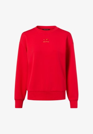 Czerwona bluza z bawełnianej mieszanki, z okrągłym dekoltem, długimi rękawami, ściągaczami na mankietach oraz małym haftowanym logo na piersi.