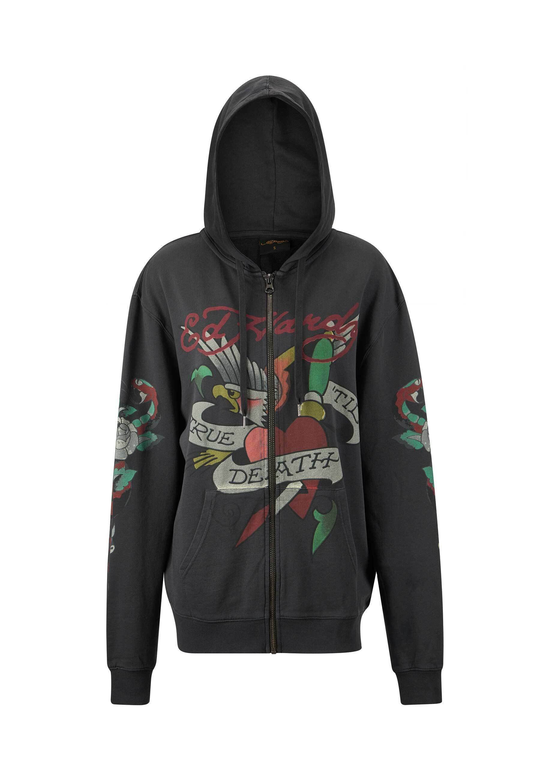 Ed Hardy TRUE SNAKE HOODIE - Zip-up sweatshirt - charcoal/dark