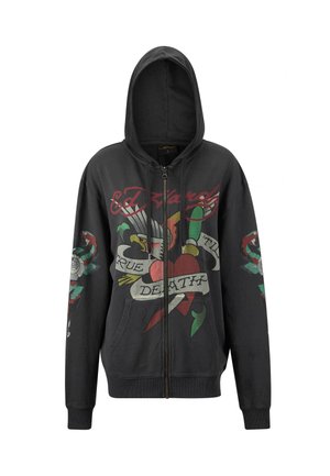 Ed Hardy TRUE SNAKE HOODIE - Vetoketjullinen college - charcoal
