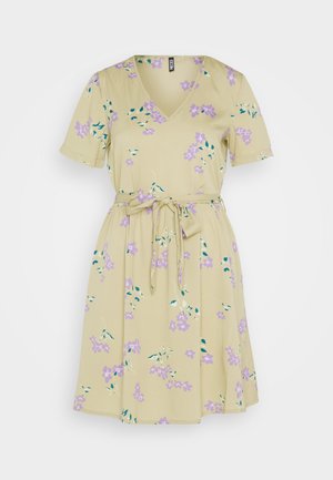 Pieces, PCLILIANA V NECK SHORT DRESS - Päevakleit - light green