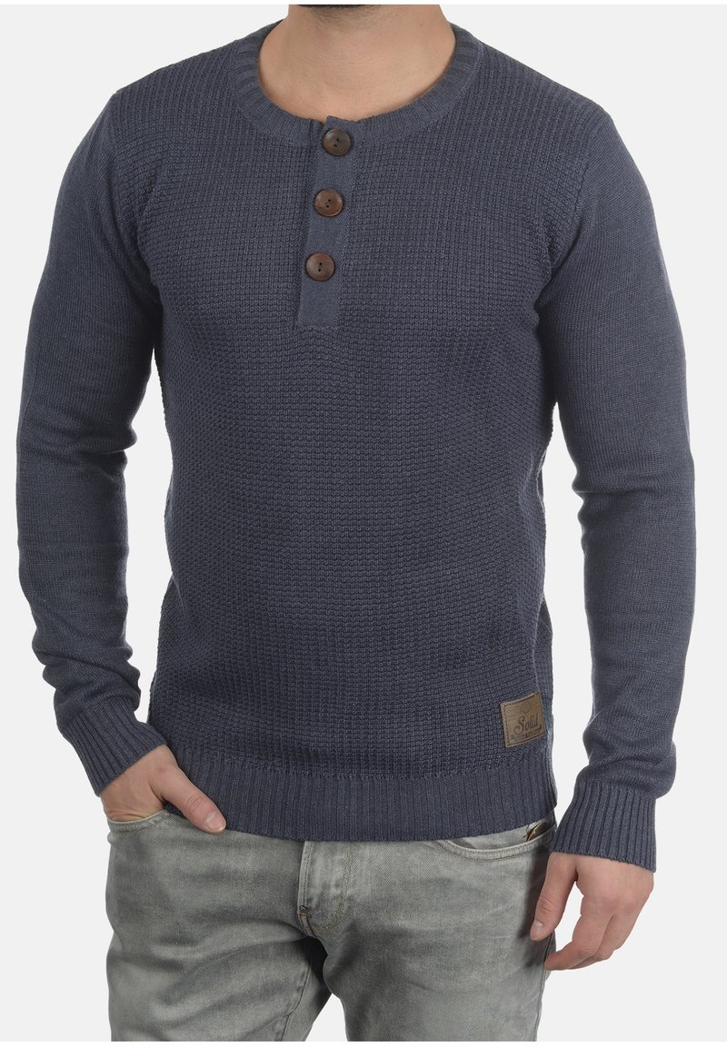 Solid Strickpullover - mottled blue
