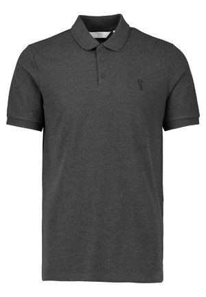Tmavě šedé polo tričko s klasickým límečkem, s trojicí knoflíků a malým logem na levé hrudi. Krátké rukávy, materiál z bavlněné směsi.