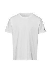 Biała koszulka z krótkim rękawem, wykonana z miękkiej bawełny. Posiada okrągły dekolt i mały akcent w postaci amerykańskiej flagi na lewym rękawie.