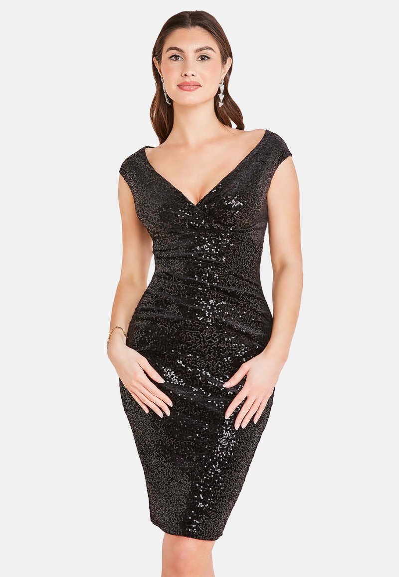 Goddiva SEQUIN BARDOT MIDI Cocktail dress / Party dress black
