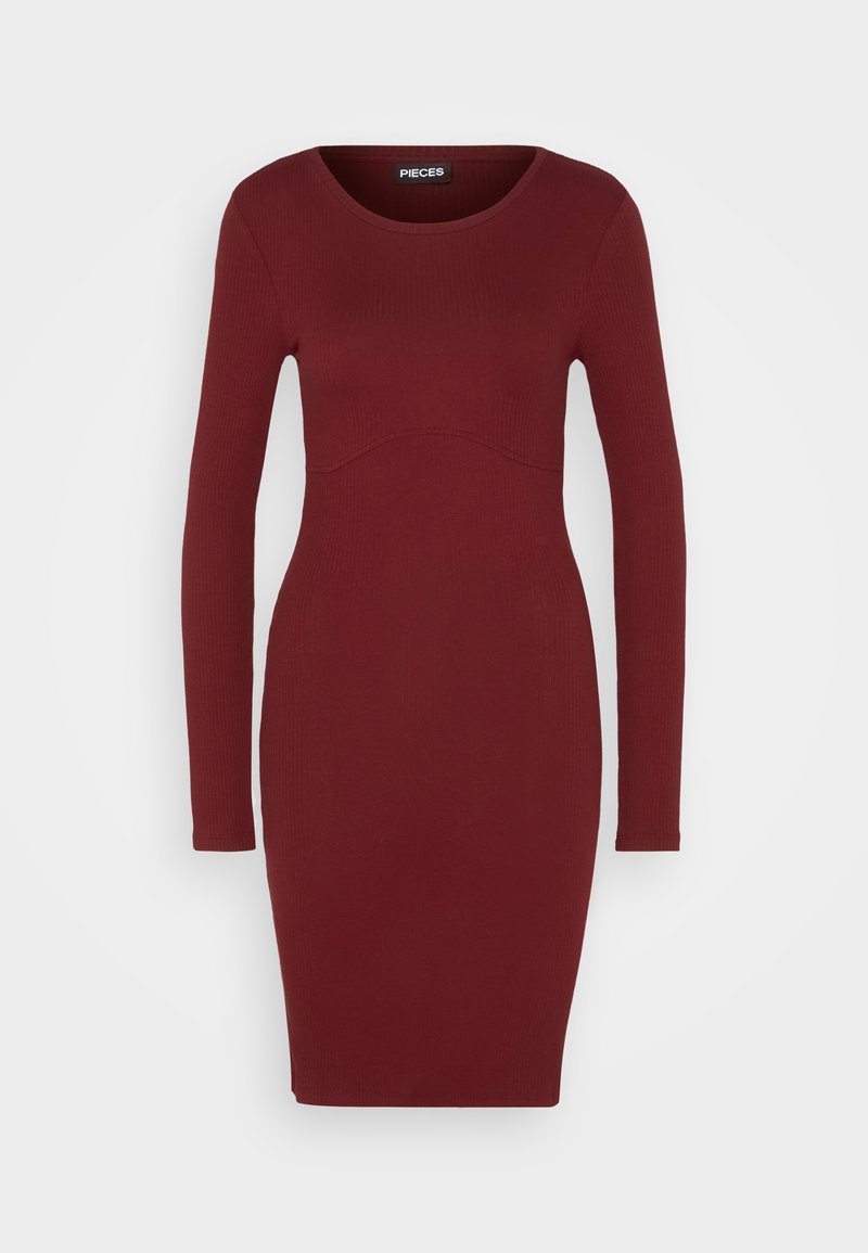 Pieces Gebreide jurk bordeauxrood