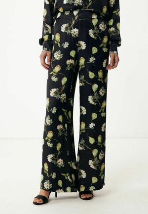 PRINTED WIDE LEG - Pantaloni - black