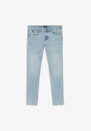 Lyseblå slim-fit denimjeans med fem lommer, knaplukning og BOSS-mærke foran og i linningen.