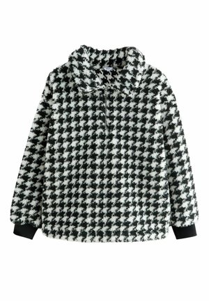 REGULAR FIT - PLUSH BORG QUATERZIP LONGSLEEVE - Sweat polaire - black white dogtooth check