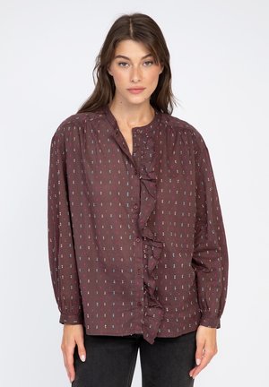 AN'GE STRIPED RUFFLED SYLVANA - Chemisier - grenat