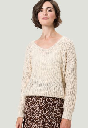 MIT V AUSSCHNITT - Trui - bright cream melange
