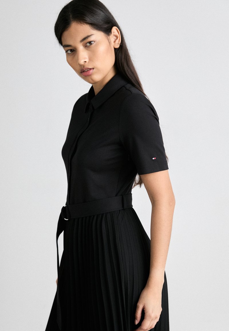 Tommy Hilfiger MIX PLEATED DRESS - Shirt dress - black - Zalando.ie Tommy Hilfiger MIX PLEATED DRESS - Shirt dress - black - Zalando.ie