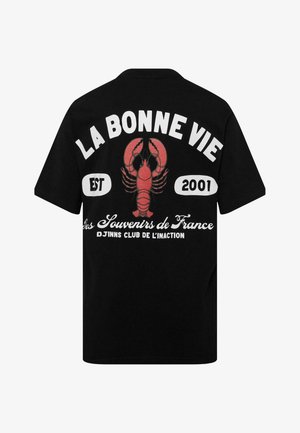 Djinn's, LA BONNE VIE - Nyomott mintás póló - black