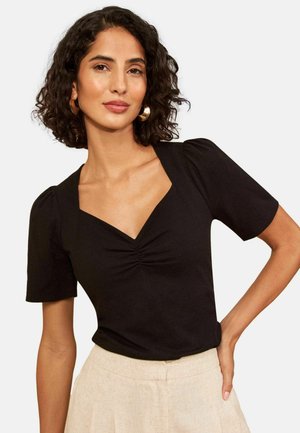 Love & Roses, REGULAR FIT - SHORT SLEEVE SWEETHEART TOP . - Basic T-shirt - black