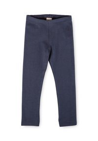 Leggings blu navy in cotone elastico. Presentano un design aderente con una vita elasticizzata e un piccolo dettaglio con il logo vicino all'anca.