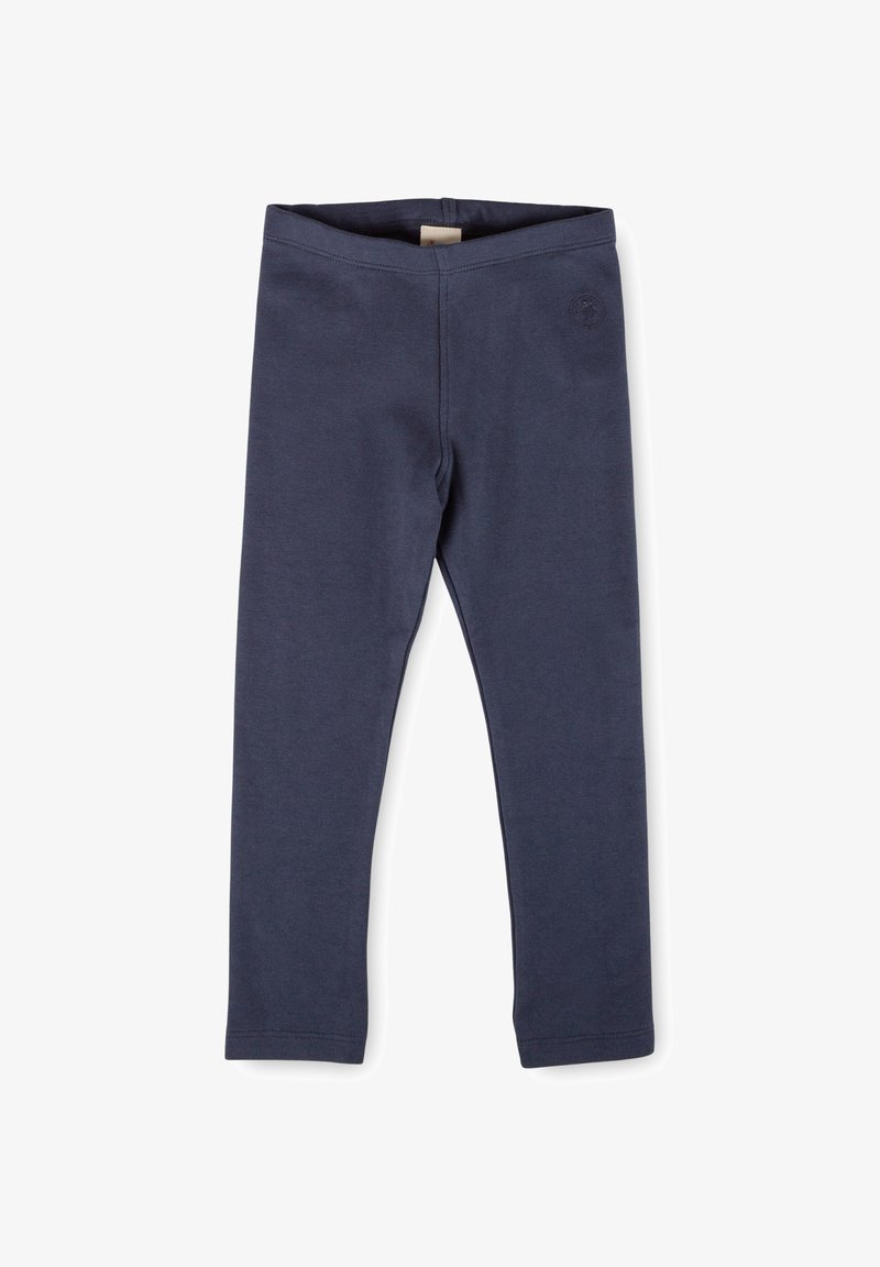 Leggings blu navy in cotone elastico. Presentano un design aderente con una vita elasticizzata e un piccolo dettaglio con il logo vicino all'anca.