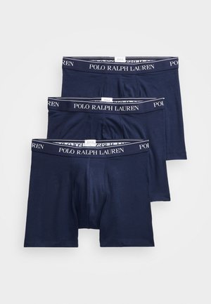 Boxers de algodão azul-marinho, pack de três, com uma cintura contrastante com o logotipo "POLO RALPH LAUREN". Textura suave, ajuste elástico.