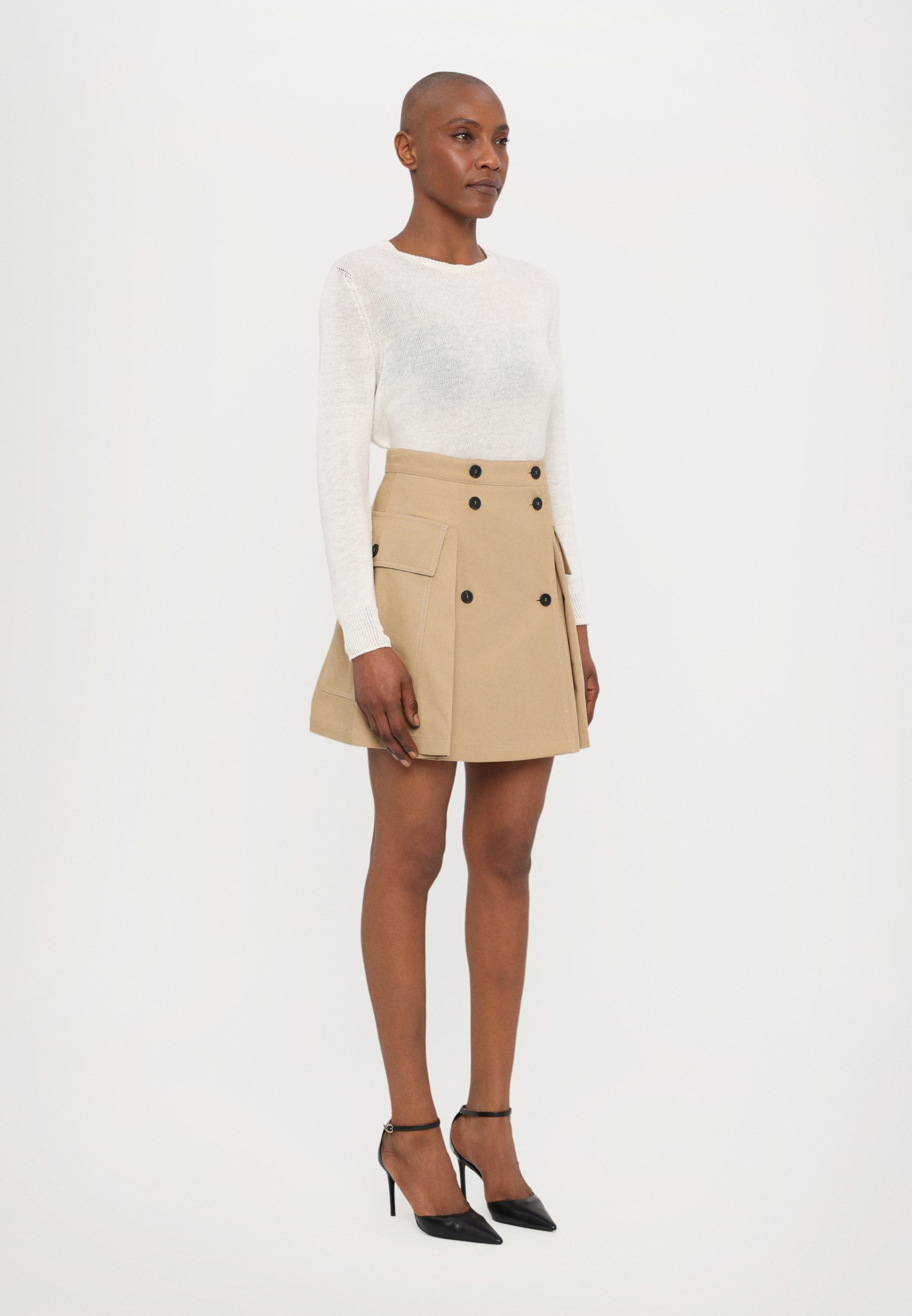 Weekend Max Mara ZEBIO - Mini skirt - beige/white - Zalando.co.uk