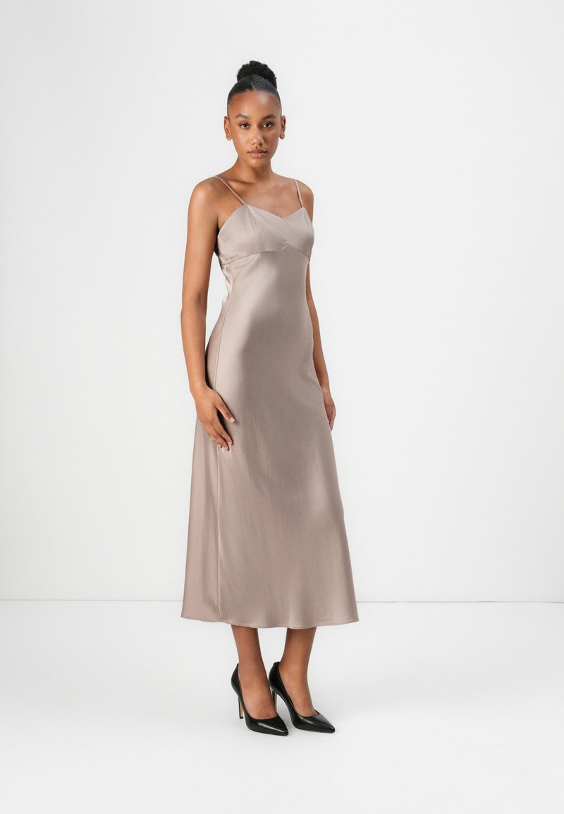 princess polly baby blue dress Comme Si Silk Bias Slip Dress in Bronze Curated at Jake and Jones main image 1