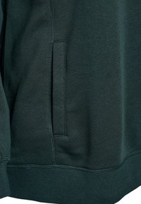 Felpa verde scuro con un design senza cuciture, polsini a coste e una tasca laterale con finitura elegante. Tessuto morbido e materiale resistente.