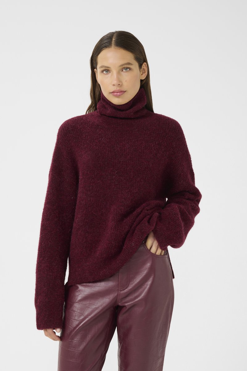 Gestuz ALPHA ROLLNECK - Strikkegenser - blood red mélange