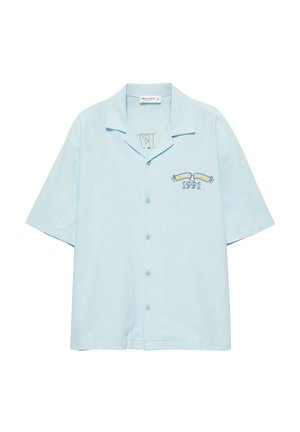 PULL&BEAR, SHORT SLEEVE EMBROIDERY - SHIRT - Chemise - light blue