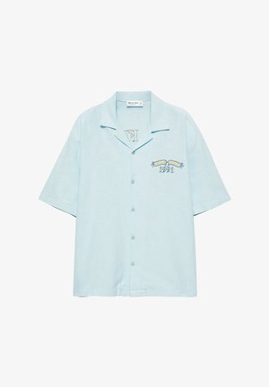 PULL&BEAR, SHORT SLEEVE EMBROIDERY - SHIRT - Chemise - light blue