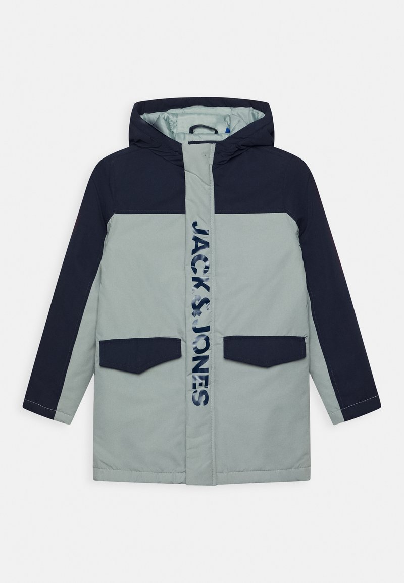 Jack & Jones Junior Winter coat slate gray detail blocking/blue