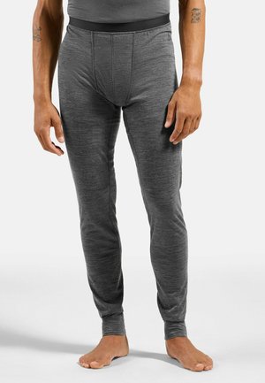 Herren Thermo-Leggings in Dunkelgrau mit enger Passform, elastischem Bund und gerippten Bündchen. Hergestellt aus weichem, dehnbarem Material.