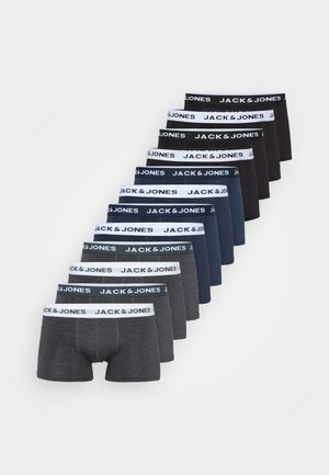 Boxers ajustés pour hommes dans différentes couleurs, y compris noir, bleu marine et gris. Dotés de ceintures élastiques avec le logo "JACK & JONES". Texture de tissu douce.