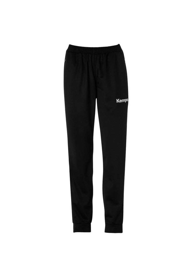 Sorte sweatpants lavet af blød stof med elastisk talje og ribbede manchetter. Har et hvidt "Kempa" logo på venstre ben.