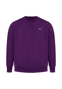 Felpa crewneck viola con colletto, polsini e orlo a costine. Presenta una piccola etichetta con il marchio sul davanti. Realizzata in un tessuto morbido.