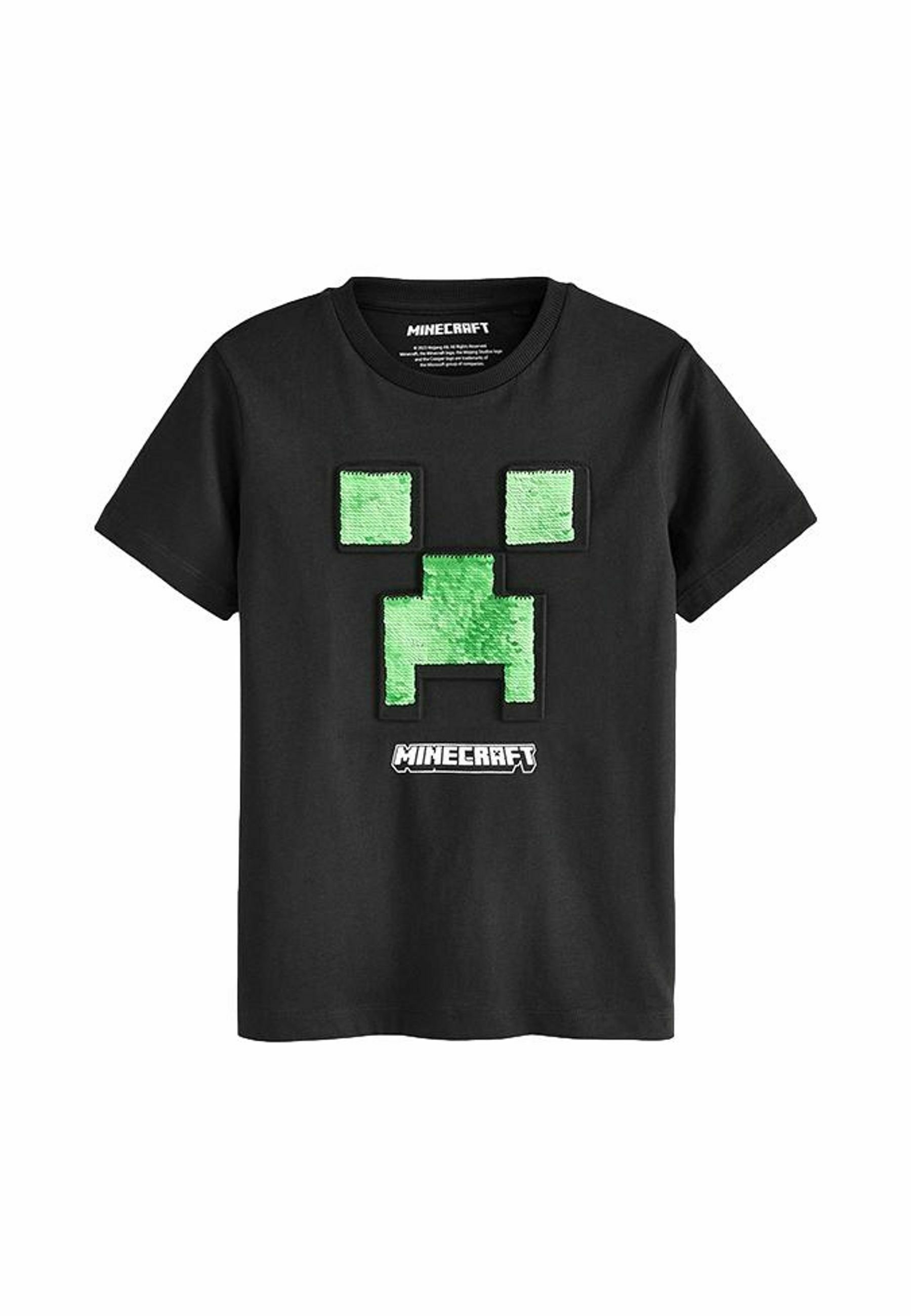 Next POKÉMON SEQUIN Print T-shirt minecraft black green/black