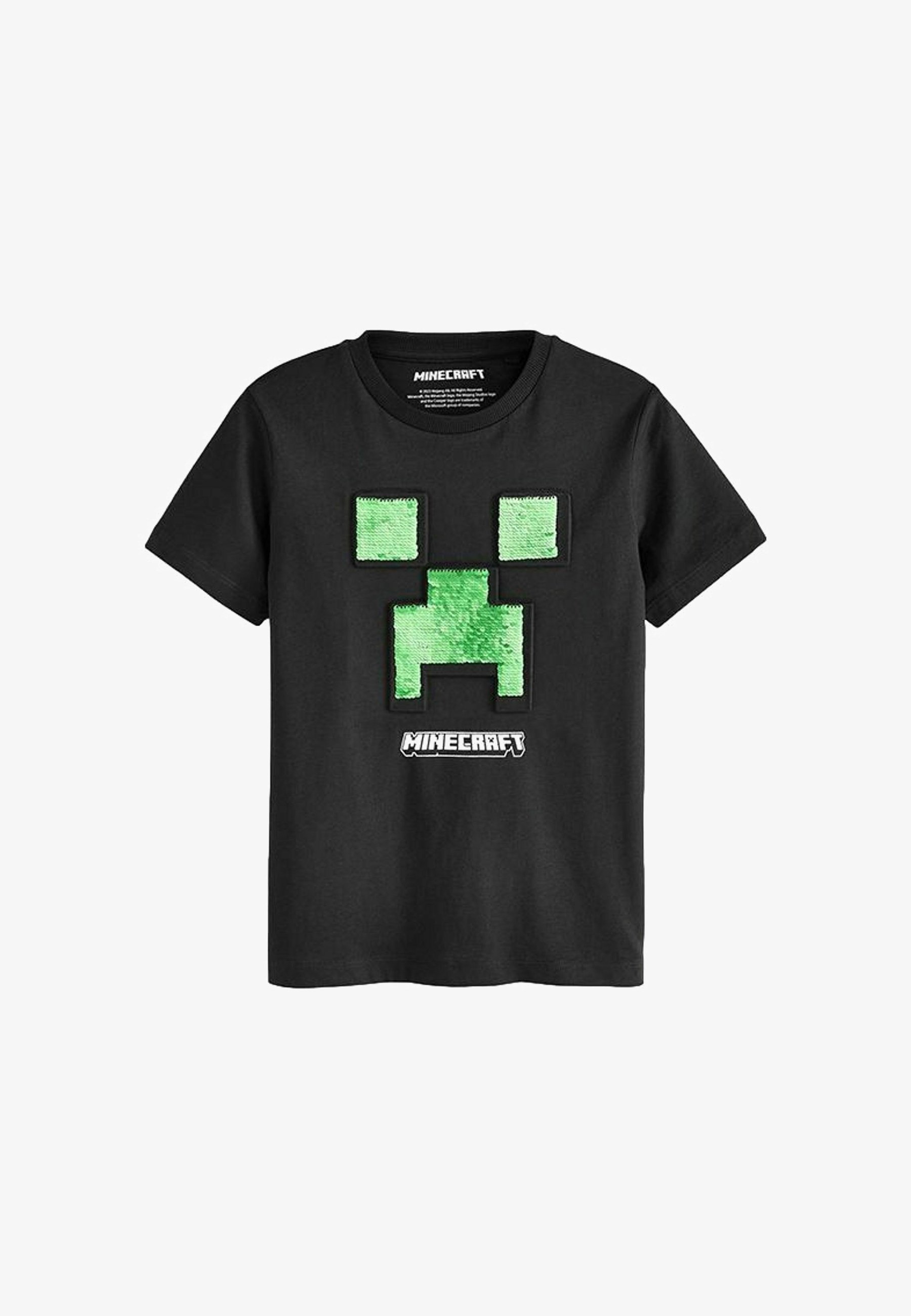 Next POKÉMON SEQUIN Print T-shirt minecraft black green/black