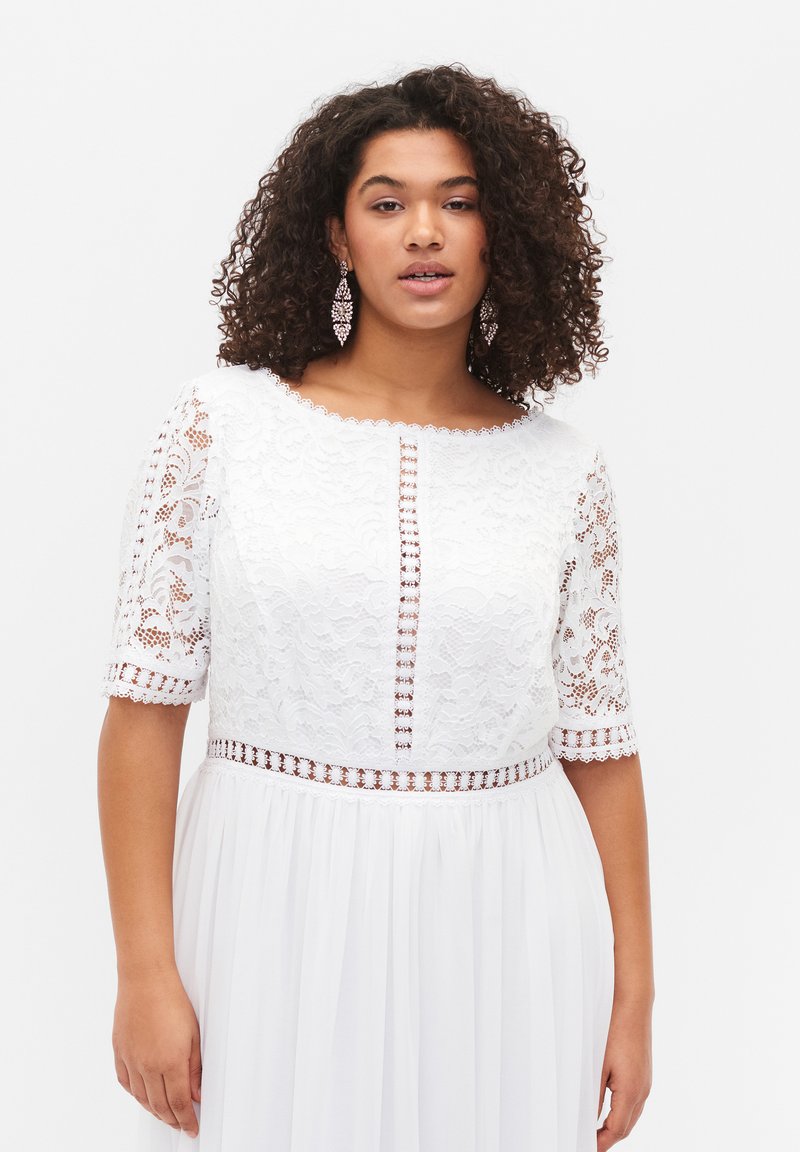 Zizzi WITH BACK NECKLINE AND SHORT SLEEVES Galajurk bright white