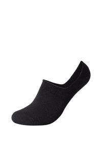 Calzini invisibili neri in cotone, con una texture liscia, design a taglio basso e punta rinforzata. Ideali per un indossaggio discreto con vari tipi di calzature.