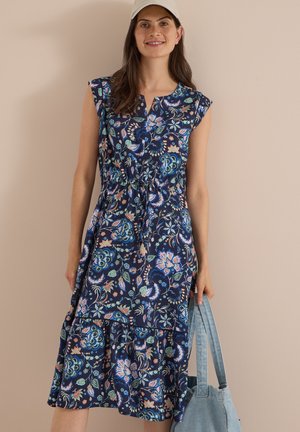 Cecil, MIDI DRESS WITH SPLIT NECK AND PRINT - Vestido informal - urban dark blue