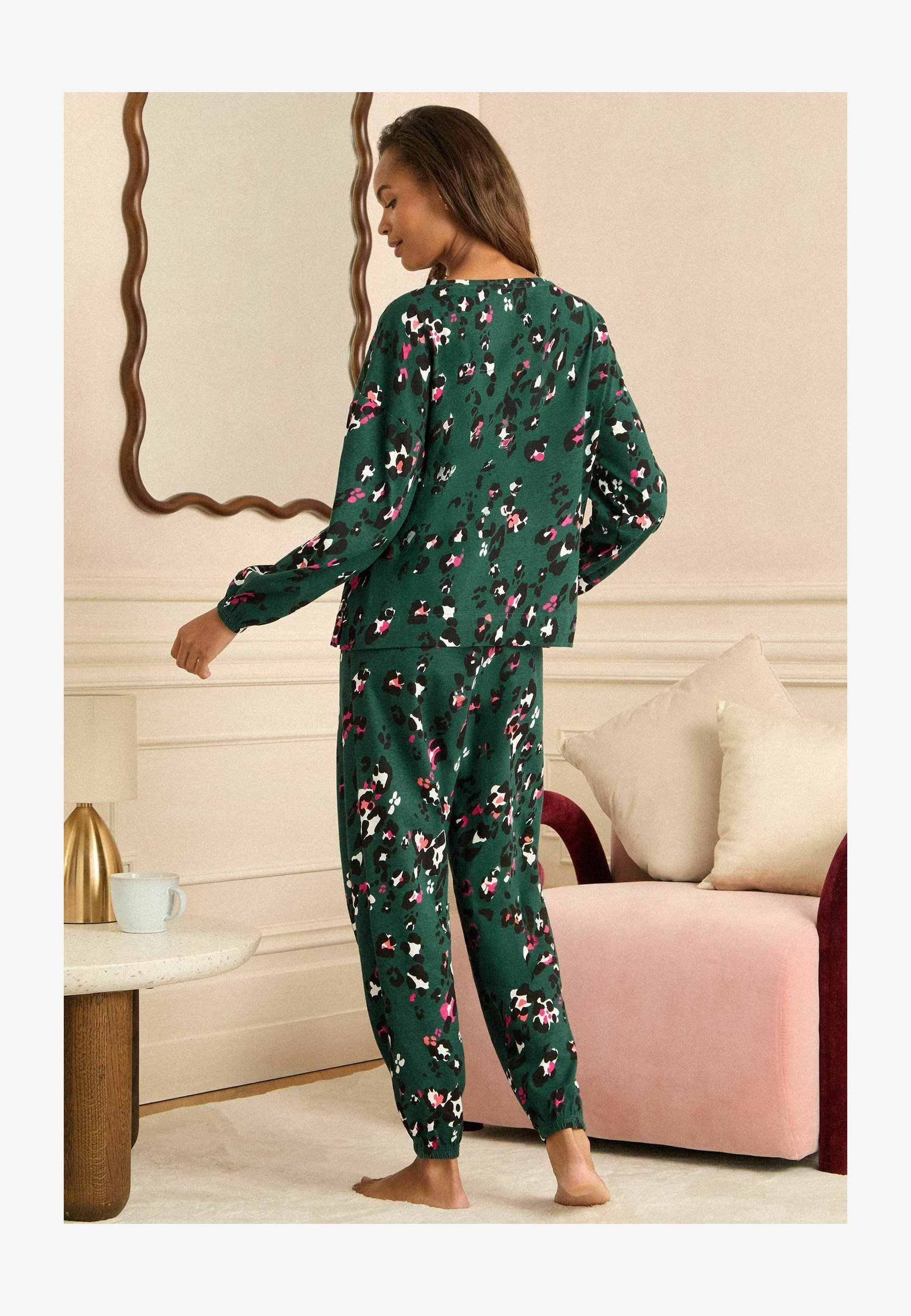 The PyjamaFactory - Pigiama Lungo Bambino Con Scritta Do Not Disturb - Verde E Nero - Taglia 13-14 Anni