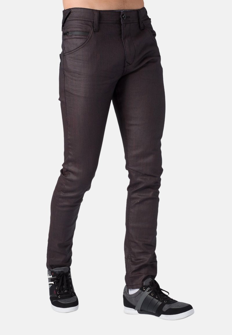 Koroshi WAX EFFECT Jeans Slim Fit denim granate/maroon denim