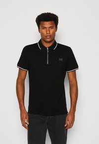 Antony Morato REGULAR FIT WITH RUBBER BADGE WITH METAL LOGO - Polosärk - black