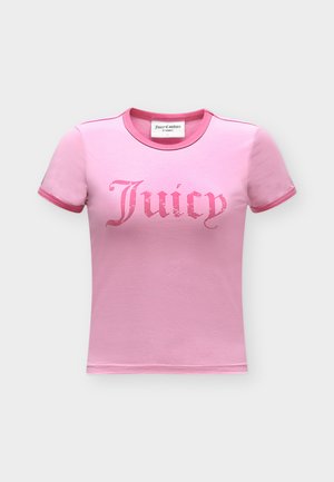Juicy Couture, JUICY CONTRAST RINGER - Тениска с щампа - begonia pink