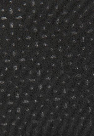 Svart textil med ett strukturerat mönster av små, ljusgrå prickar över ytan, vilket skapar visuell intresse och djup.