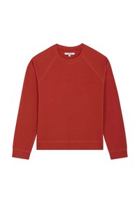 Roestkleurige sweatshirts met lange raglanmouwen, een ronde halslijn, ribgebreide manchetten en een ribgebreide zoom. Gemaakt van zachte, gestructureerde stof.