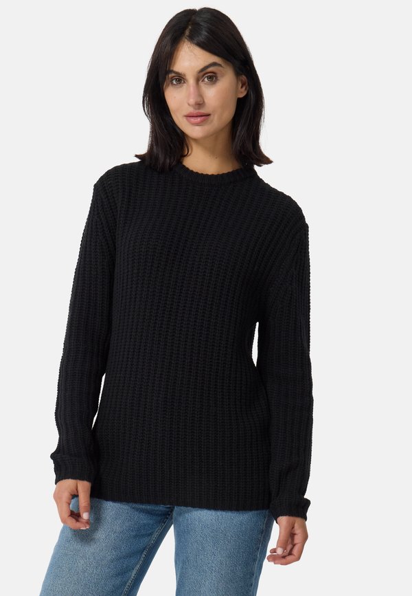 GROBGE RUNDHALS  - Strickpullover - schwarz