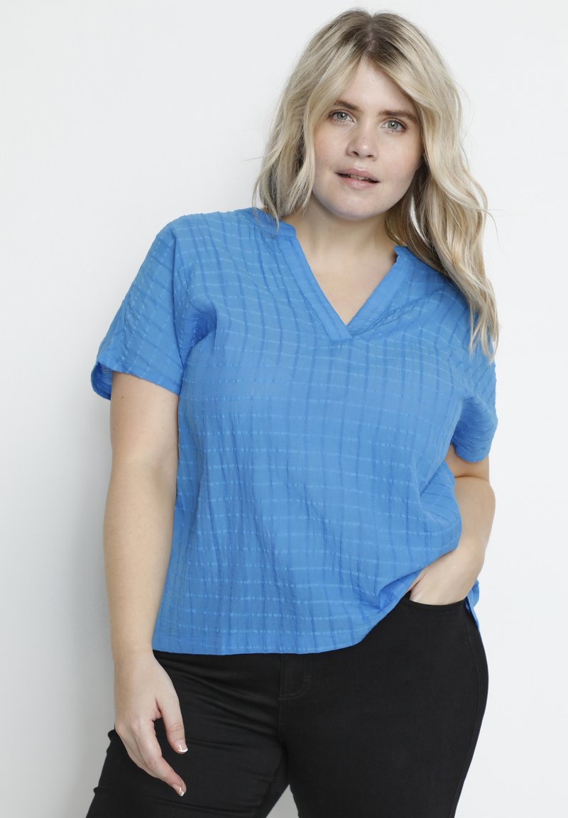 Kaffe Curve FELIA WING SLEEVE Blouse french blue/bleu ZALANDO.FR