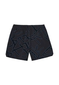 Mustad bokserid abstraktse tumeda halli geomeetrilise joonemustriga ja elastse vöökohaga.